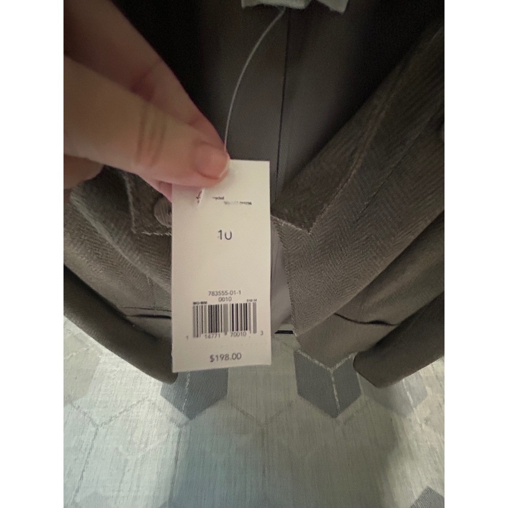 Banana Rep. Wool Herringbone Ruffle Collar Blazer Jacket Brown 783555-01-1 10 - Picture 7 of 8